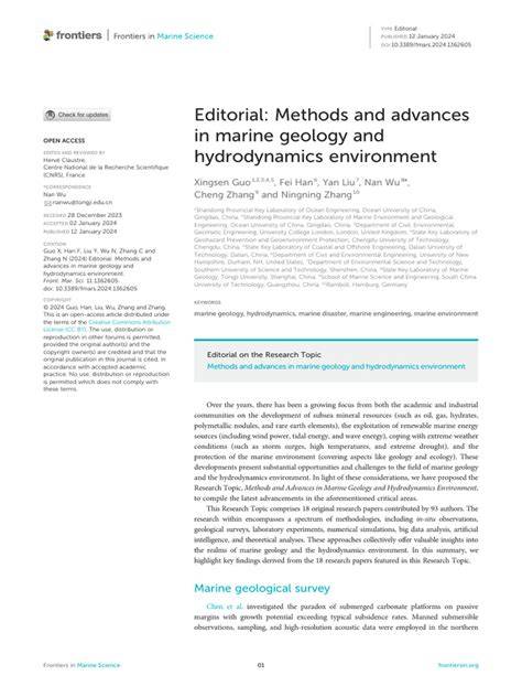 Editorial: Methods and advances in marine geology and ... - Frontiers - raincitystudios.com