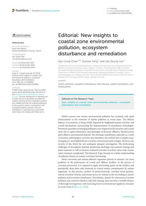 Editorial: New insights to coastal zone environmental pollution ... - raincitystudios.com