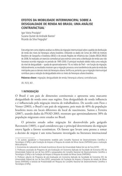 EFEITOS DA MOBILIDADE INTERMUNICIPAL SOBRE A