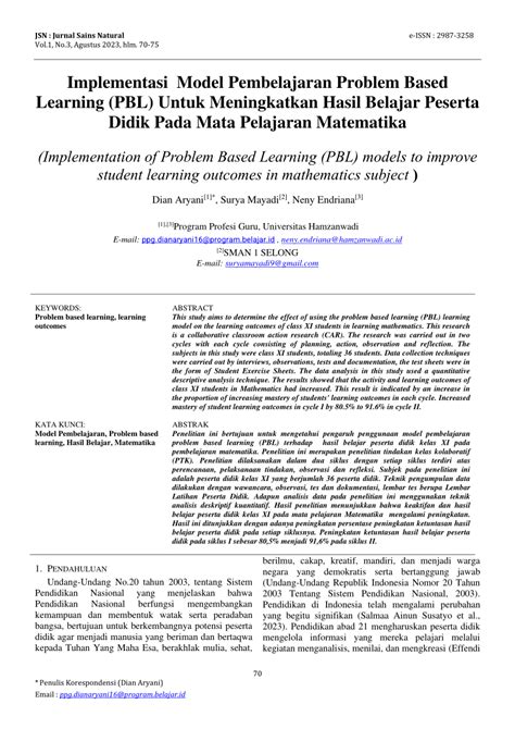 Efektivitas Implementasi Model Problem Based Learning (PBL ... - UNS - coolestguyplanet.net