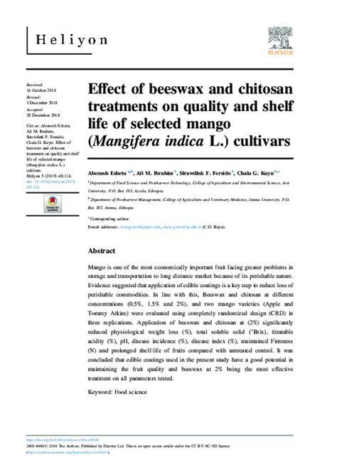 Effect of beeswax and chitosan treatments on quality and shelf life of ... - raincitystudios.com