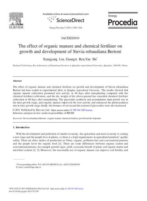 Effect of chemical fertilizer and green manure on Stevia rebaudiana ... - raincitystudios.com
