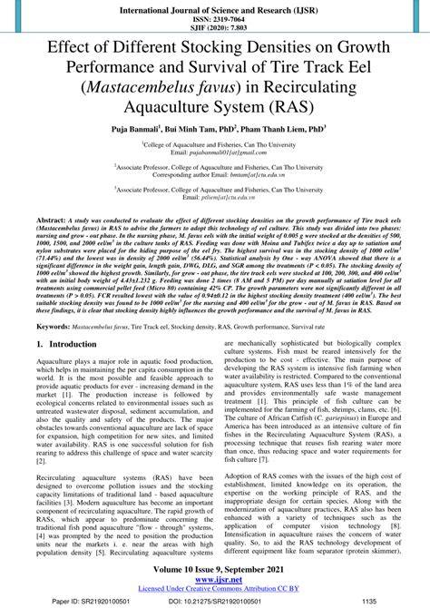 Effect of different stocking densities on fish growth performance: A ... - raincitystudios.com