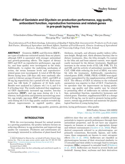 Effect of Genistein and Glycitein on production performance, egg ... - muktibox.com