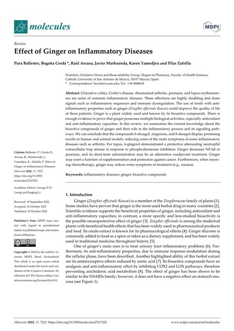 Effect of Ginger on Inflammatory Diseases - PMC - muktibox.com