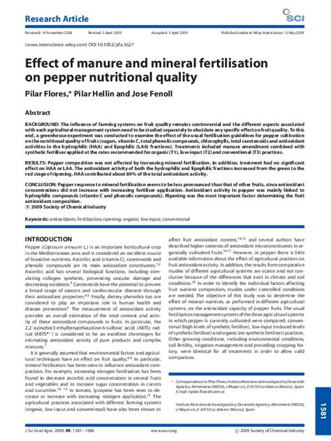 Effect of manure and mineral fertilisation on pepper nutritional ... - raincitystudios.com