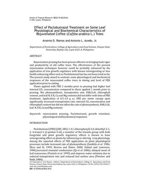 Effect of Paclobutrazol Treatment on Some Leaf Physiological and ... - raincitystudios.com