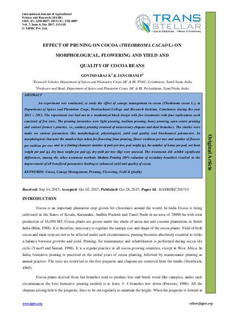Effect of Pruning on Cocoa (Theobroma Cacao L) on Morphological ... - raincitystudios.com