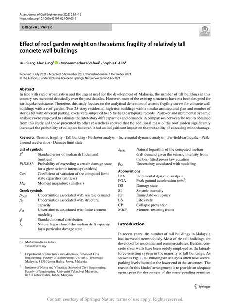 Effect of roof garden weight on the seismic fragility of relatively ... - raincitystudios.com