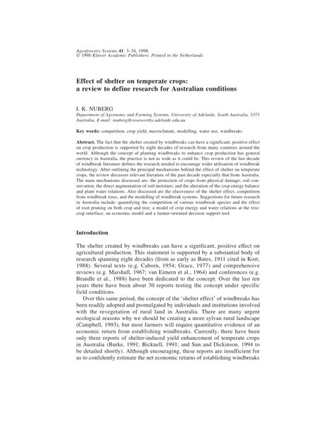 Effect of shelter on temperate crops: a review to define research for ... - raincitystudios.com