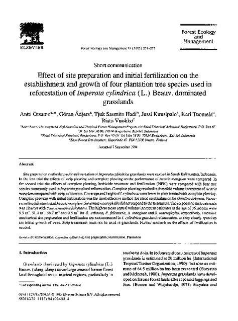 Effect of site preparation and initial fertilization on the ... - raincitystudios.com