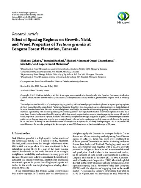 Effect of Spacing Regimes on Growth, Yield, and Wood Properties of - raincitystudios.com