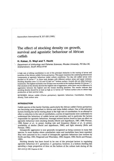 Effect of stocking density on growth performance of African catfish ... - raincitystudios.com