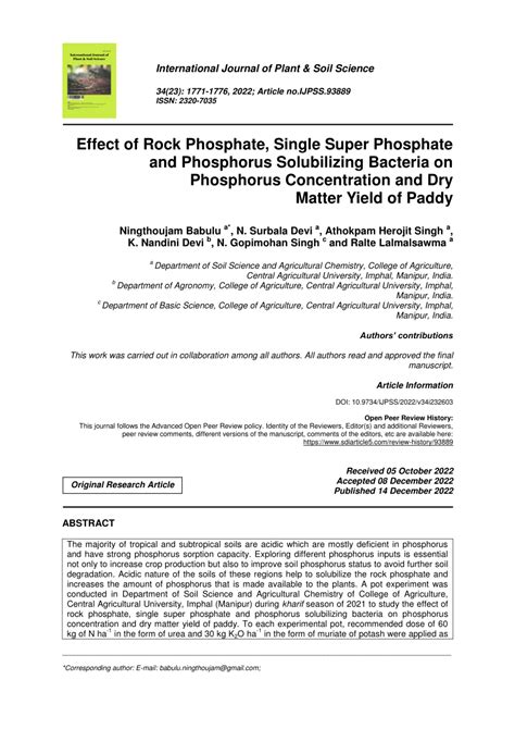 Effect of Udaipur Rock Phosphate, Single Super Phosphate and Their ... - raincitystudios.com