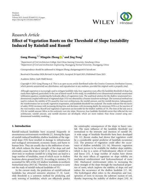 Effect of Vegetation Roots on the Threshold of Slope … - raincitystudios.com