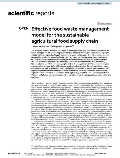 Effective food waste management model for the sustainable agricultural ... - raincitystudios.com