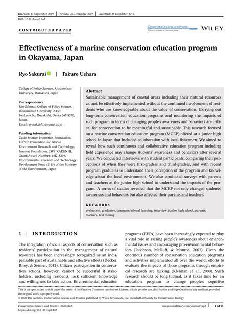 Effectiveness of a marine conservation education program in Okayama… - raincitystudios.com