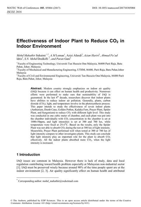 Effectiveness of Indoor Plant to Reduce CO2 in Indoor Environment - raincitystudios.com