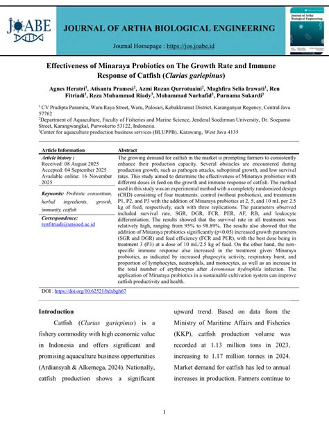 Effectiveness of probiotics on the growth and survival rate of catfish ... - raincitystudios.com
