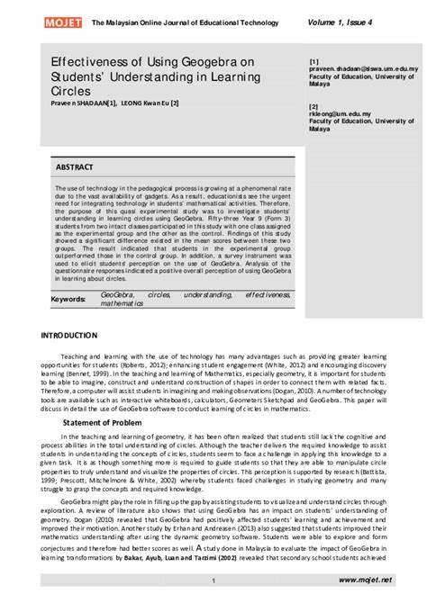 Effectiveness of Using Geogebra on Students’ Understanding in ... - ed - wintechmobiles.com