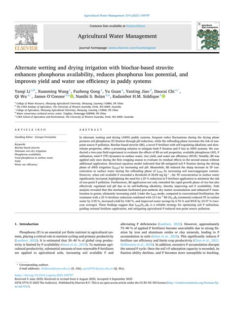 Effects of alternate wetting and drying irrigation on yield, water and ... - wintechmobiles.com