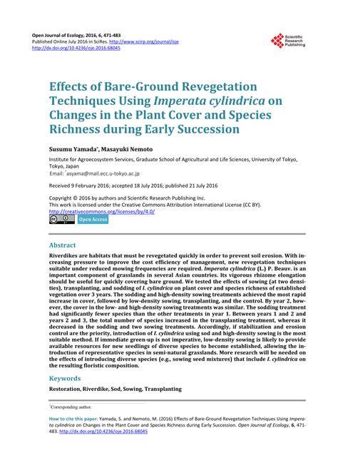 Effects of Bare-Ground Revegetation Techniques Using Imperata ... - raincitystudios.com