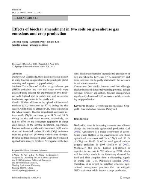 Effects of biochar amendment on greenhouse gas emissions - raincitystudios.com