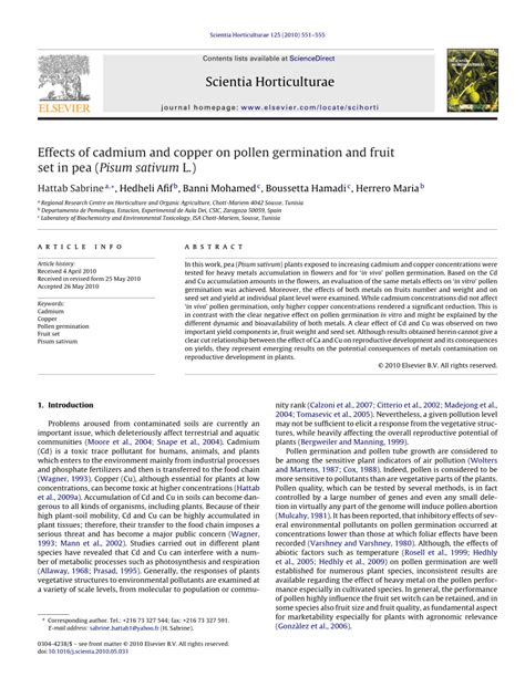 Effects of cadmium and copper on pollen germination and fruit set in ... - raincitystudios.com
