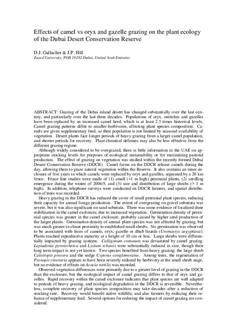 Effects of camel versus oryx and gazelle grazing on the plant ecology ... - muktibox.com