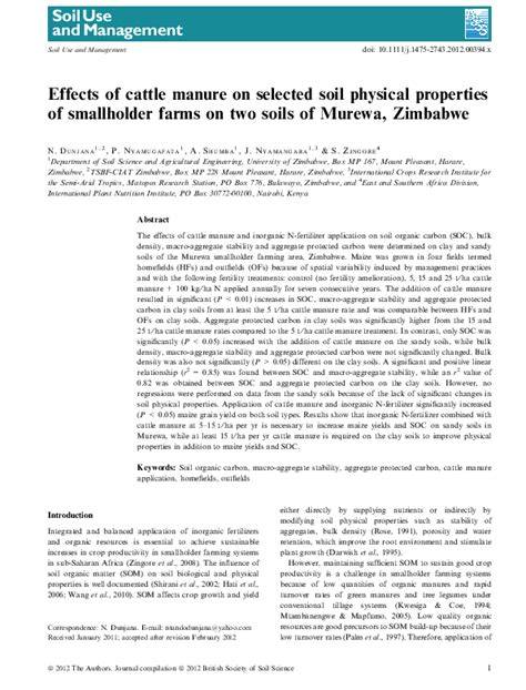 Effects of cattle manure on selected soil physical properties of ... - raincitystudios.com