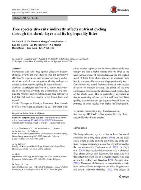 Effects of diversity of tree species on nutrient cycling and soil ... - raincitystudios.com