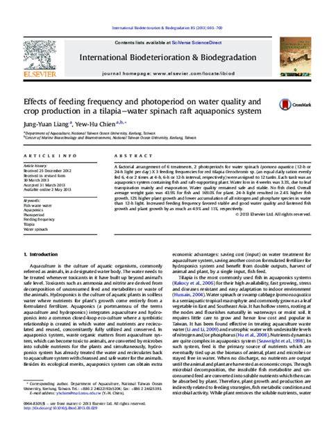 Effects of feeding frequency and photoperiod on water quality and crop ... - raincitystudios.com