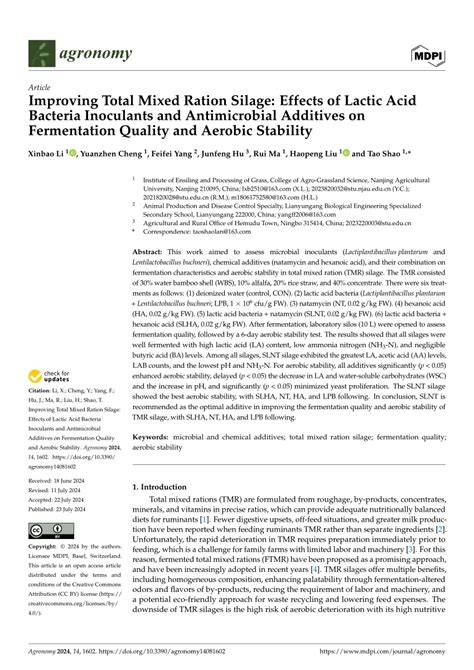 Effects of Fermentation Additives on Silage Quality, Chemical ... - raincitystudios.com