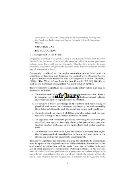 EFFECTS OF GEOGRAPHY FIELD-TRIP TEACHING STRATEGY - wintechmobiles.com