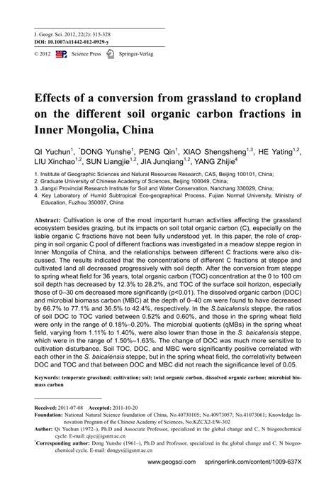 Effects of grassland conversion to cropland and forest on soil organic ... - raincitystudios.com