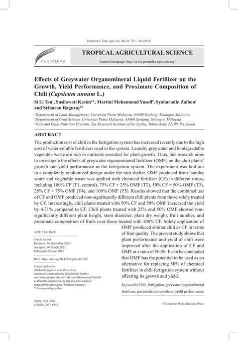 Effects of Greywater Organomineral Liquid Fertilizer on the Growth ... - raincitystudios.com