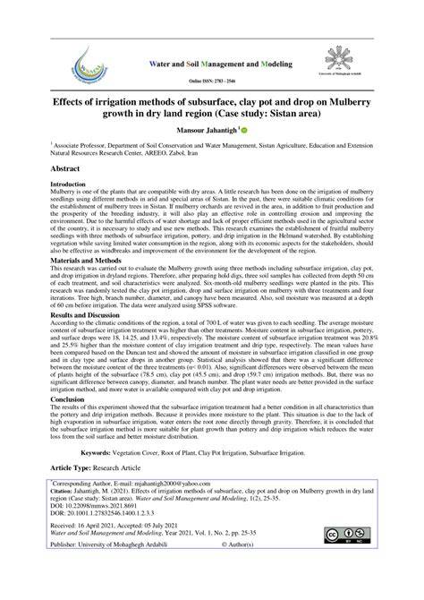 Effects of irrigation methods of subsurface, clay pot and drop on ... - raincitystudios.com