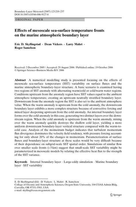 Effects of mesoscale sea-surface temperature fronts on the marine ... - raincitystudios.com