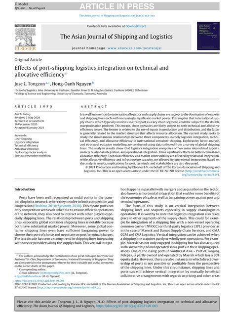 Effects of port-shipping logistics integration on technical and ... - wintechmobiles.com