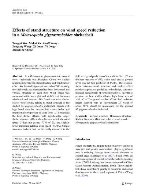 Effects of stand structure on wind speed reduction in a - raincitystudios.com