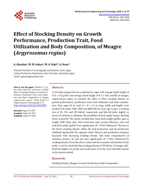 Effects of stocking density on growth ... - Wiley Online … - raincitystudios.com