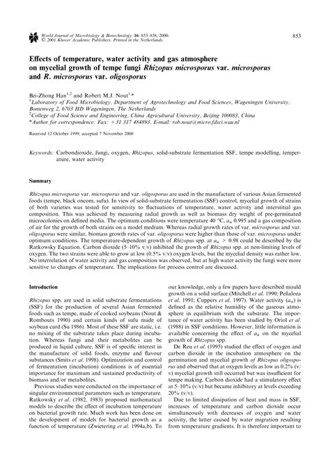 Effects of temperature, water activity and gas atmosphere on mycelial ... - muktibox.com