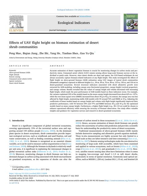 Effects of UAV flight height on biomass estimation of desert shrub ... - raincitystudios.com