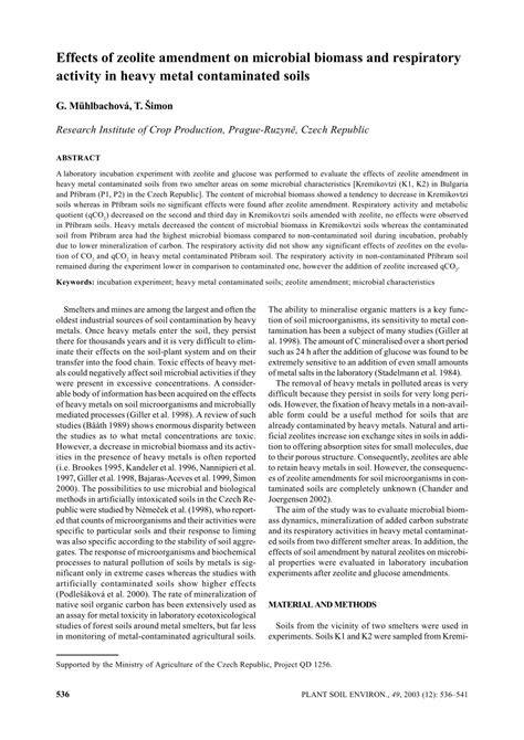 Effects of zeolite amendment on microbial biomass and respiratory ... - raincitystudios.com