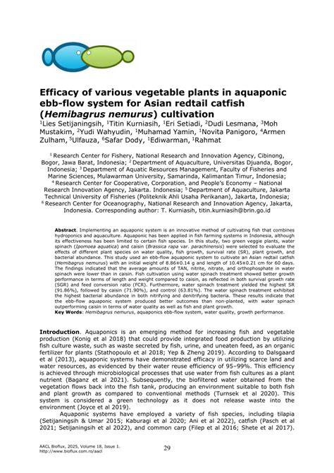 Efficacy of various vegetable plants in aquaponic ebb-flow system for ... - raincitystudios.com