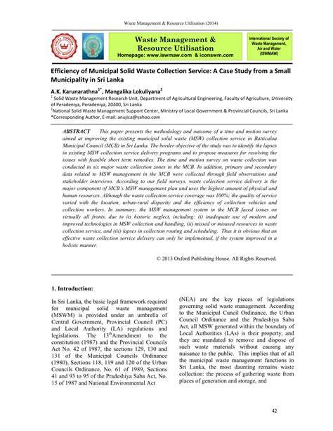 Efficiency of Municipal Solid Waste Collection: A Review of Case ... - raincitystudios.com