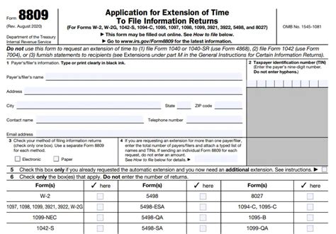 EFile IRS Form 8809 Extension Form 8809 Online