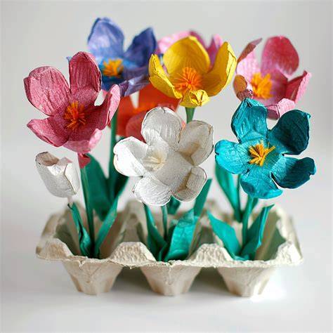 Egg Carton Flowers Craft - raincitystudios.com