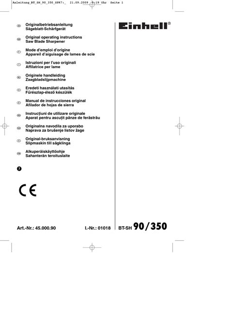 EINHELL BT-SH 90 / 350 Original Operating Instructions.