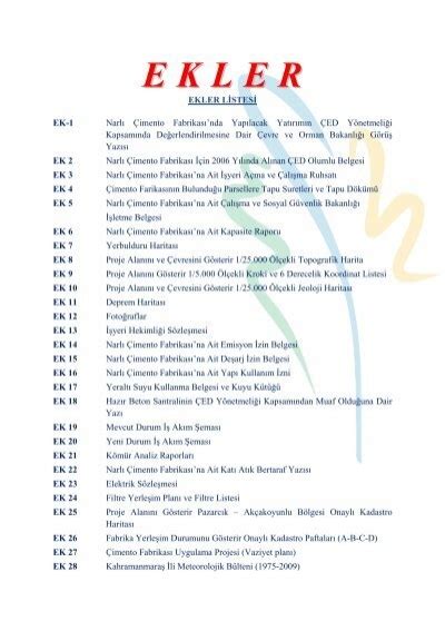 EKLER LİSTESİ.